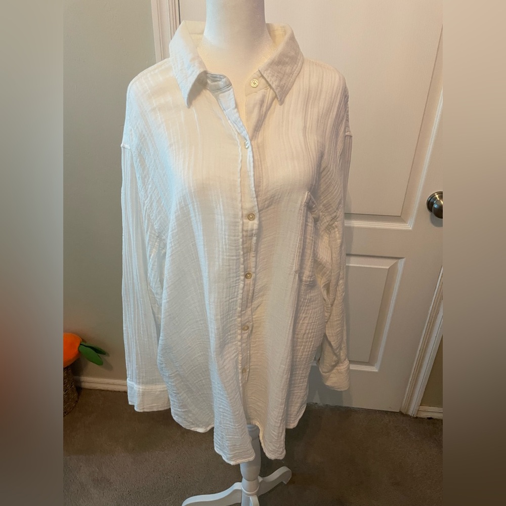 Sonoma Cream Textured Button-Down Shirt